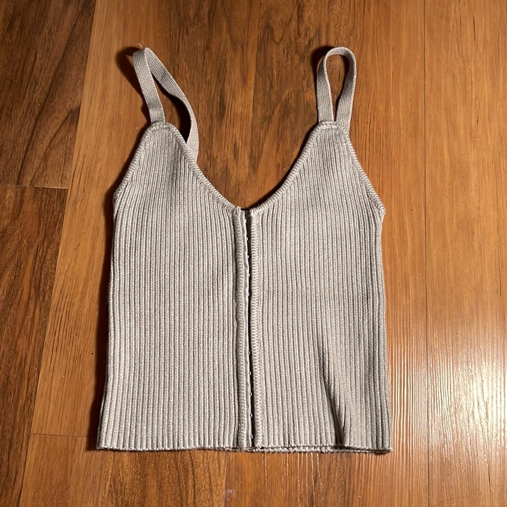 Zara Grey Top with Hooks in front; Size S
